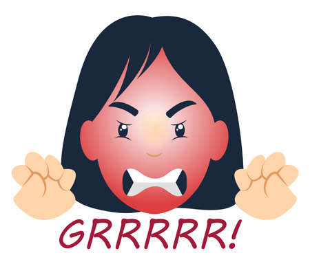 Angry girl, illustration, vector on white backgroundのイラスト素材