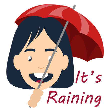 Girl with umbrella, illustration, vector on white backgroundのイラスト素材