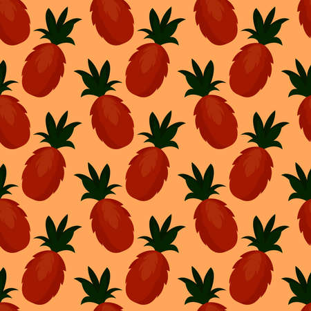 Pineapple pattern, seamless pattern on orange background.