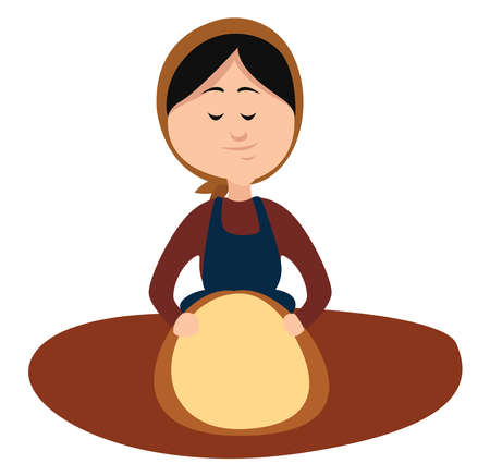 Woman making food, illustration, vector on white backgroundのイラスト素材