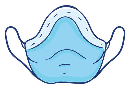 Blue medical mask, illustration, vector on white backgroundのイラスト素材