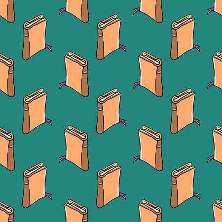Books pattern, seamless pattern on blue background.のイラスト素材