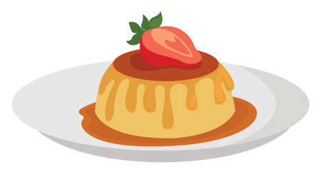 Creme caramel, illustration, vector on white backgroundのイラスト素材