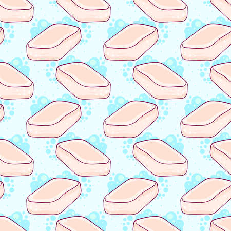 Cute soap pattern, seamless pattern on light blue background.のイラスト素材