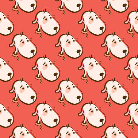 Dog pattern, seamless pattern on red background.のイラスト素材
