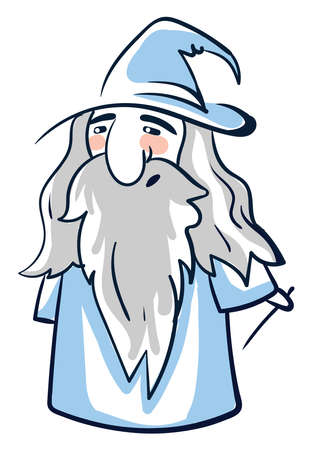 Fat wizard, illustration, vector on white backgroundのイラスト素材