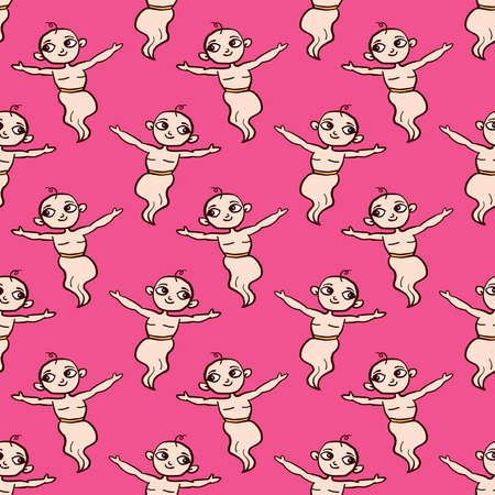 Genie pattern, seamless pattern on pink background.のイラスト素材