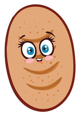 Happy bread, illustration, vector on white backgroundのイラスト素材