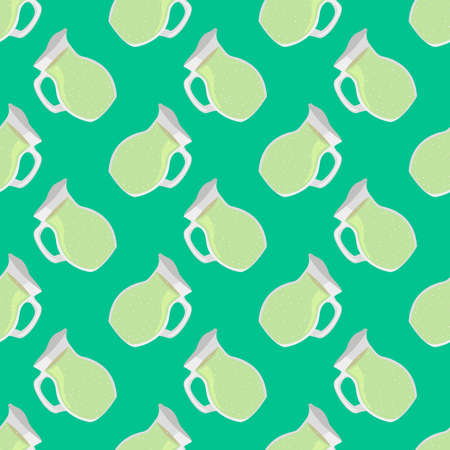 Kettle pattern, seamless pattern on green background.のイラスト素材