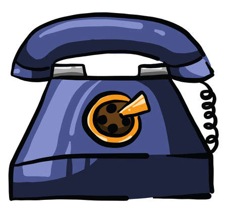 Blue retro phone, illustration, vector on white backgroundのイラスト素材