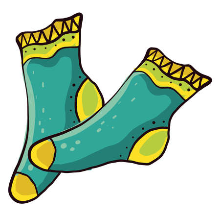 Green socks, illustration, vector on white backgroundのイラスト素材