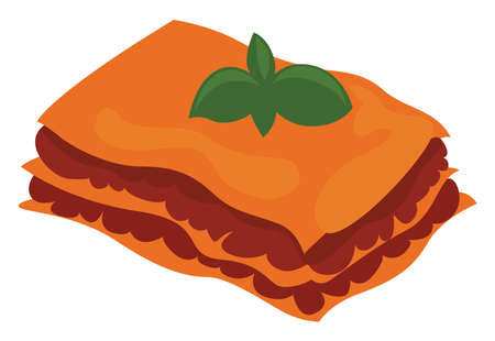 Lasagne food, illustration, vector on white backgroundのイラスト素材