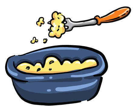 Mashed potatoes, illustration, vector on white backgroundのイラスト素材