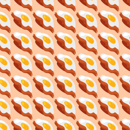 Meat and egg, seamless pattern on orange background.のイラスト素材