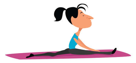 Woman stretching muscle, illustration, vector on white backgroundのイラスト素材