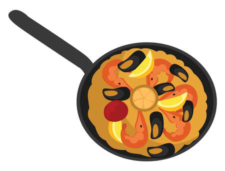 Paella food, illustration, vector on white backgroundのイラスト素材