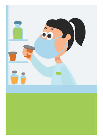 Female pharmacist, illustration, vector on white backgroundのイラスト素材