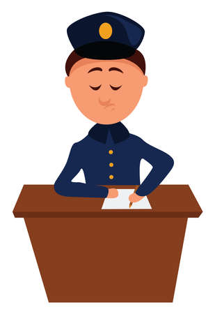 Policeman in police station, illustration, vector on white backgroundのイラスト素材