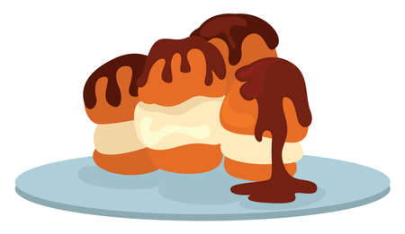 Sweet profiteroles, illustration, vector on white background