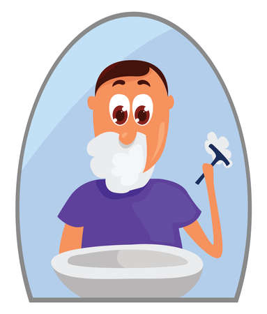 Man shaving, illustration, vector on white backgroundのイラスト素材