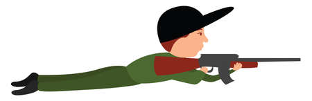 Man with sniper rifle, illustration, vector on white backgroundのイラスト素材