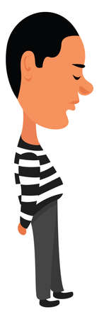 Man with striped shirt, illustration, vector on white backgroundのイラスト素材