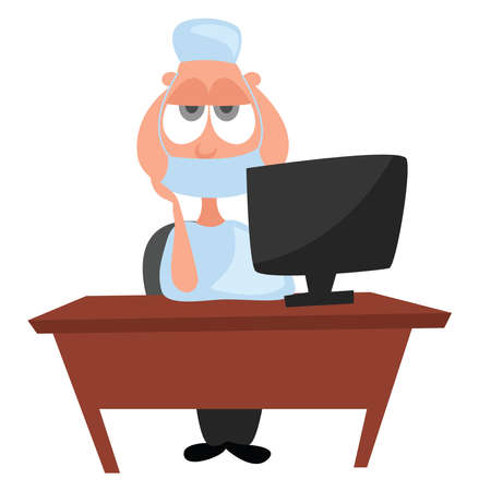 Doctor have a tough day, illustration, vector on white backgroundのイラスト素材