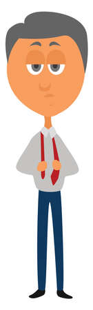 Man tieing tie, illustration, vector on white backgroundのイラスト素材