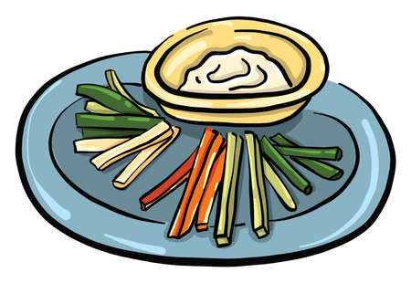 Vegetables with sauce, illustration, vector on white backgroundのイラスト素材
