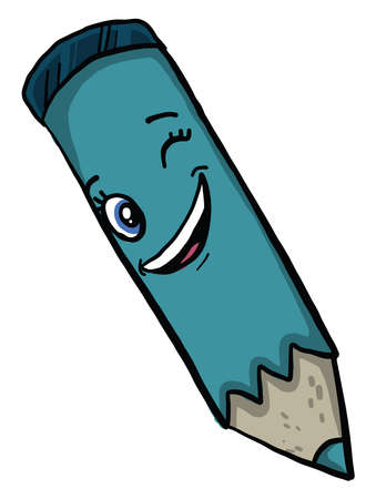 Winking pen, illustration, vector on white backgroundのイラスト素材