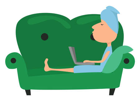 Work from home, illustration, vector on white backgroundのイラスト素材
