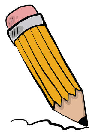 Yellow pencil, illustration, vector on white backgroundのイラスト素材