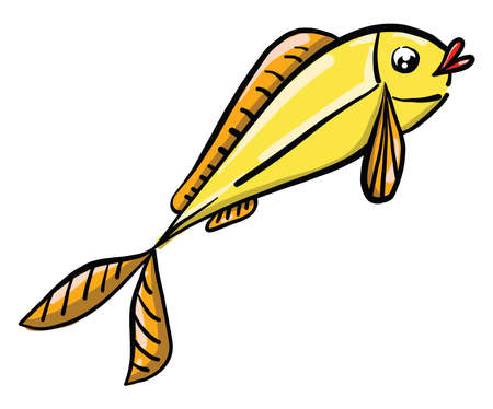 Yellow fish, illustration, vector on white backgroundのイラスト素材