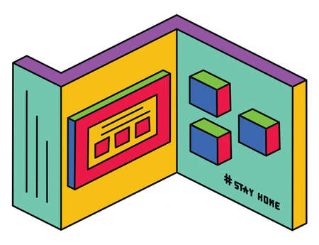 3D pavilion, illustration, vector on white background