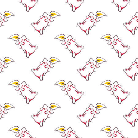 Burning candle ,seamless pattern on white background.のイラスト素材