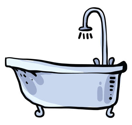 Bath tub, illustration, vector on white backgroundのイラスト素材