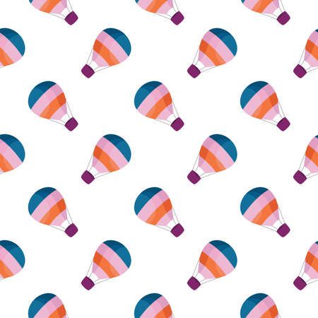 Colorful air ballon ,seamless pattern on white background.のイラスト素材