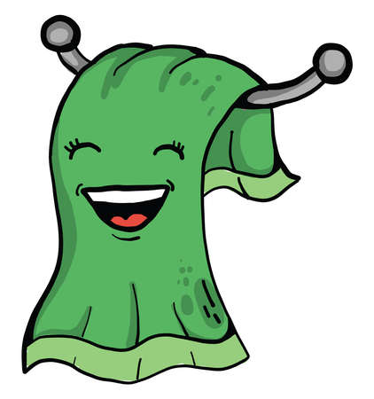 Green towel, illustration, vector on white backgroundのイラスト素材