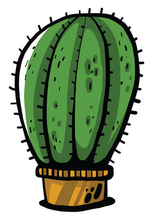 Big cactus in a pot, illustration, vector on white backgroundのイラスト素材