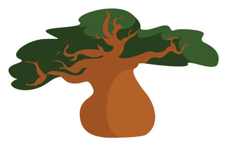 Big green tree, illustration, vector on white backgroundのイラスト素材