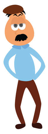 Man with mustache, illustration, vector on white backgroundのイラスト素材