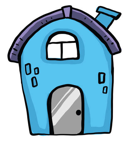 Blue house, illustration, vector on white backgroundのイラスト素材