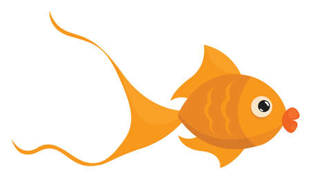 Goldfish swimming, illustration, vector on white backgroundのイラスト素材
