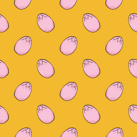 Broken egg ,seamless pattern on orange background.のイラスト素材