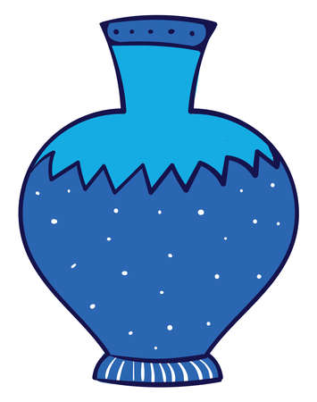 Blue fat vase, illustration, vector on white backgroundのイラスト素材