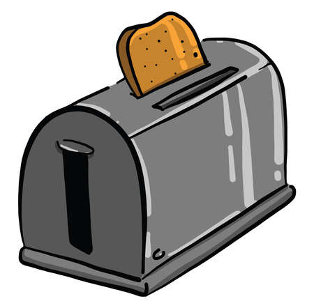 Bread in the toaster, illustration, vector on white background