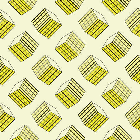 Yellow box ,seamless pattern on yellow background.のイラスト素材