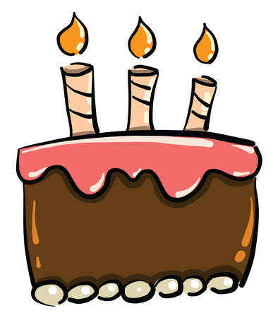 Cake with candles, illustration, vector on white backgroundのイラスト素材