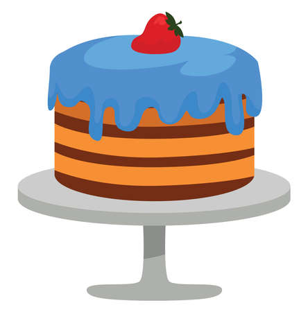 Strawberry cake, illustration, vector on white backgroundのイラスト素材