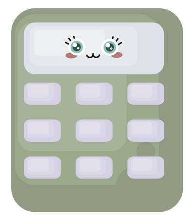 Green cute calculator, illustration, vector on white backgroundのイラスト素材